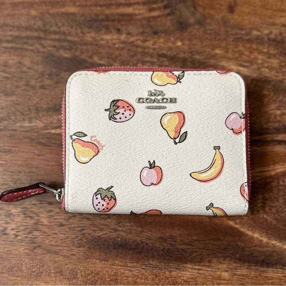 Coach mixed fruit small zipper wallet EUC